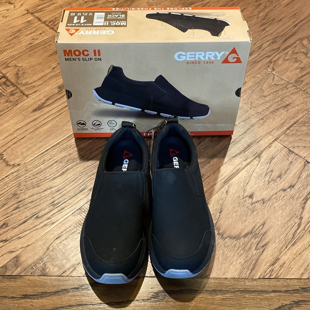Gerry Mens MOC II Black Slip On Shoes Hands Free Size‎ 11 W/Box